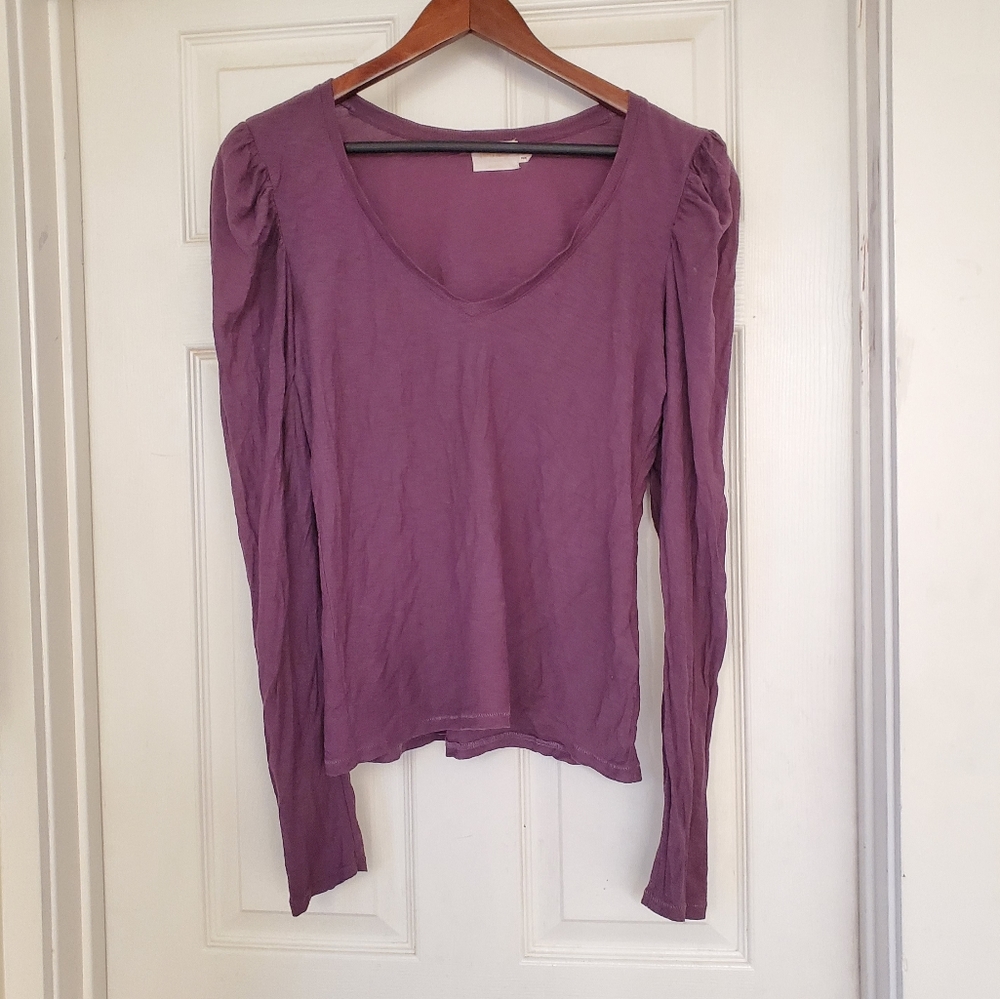 Nation Ltd. Pima Cotton Puff Sleeve Shirt Size L - Picture 11 of 11